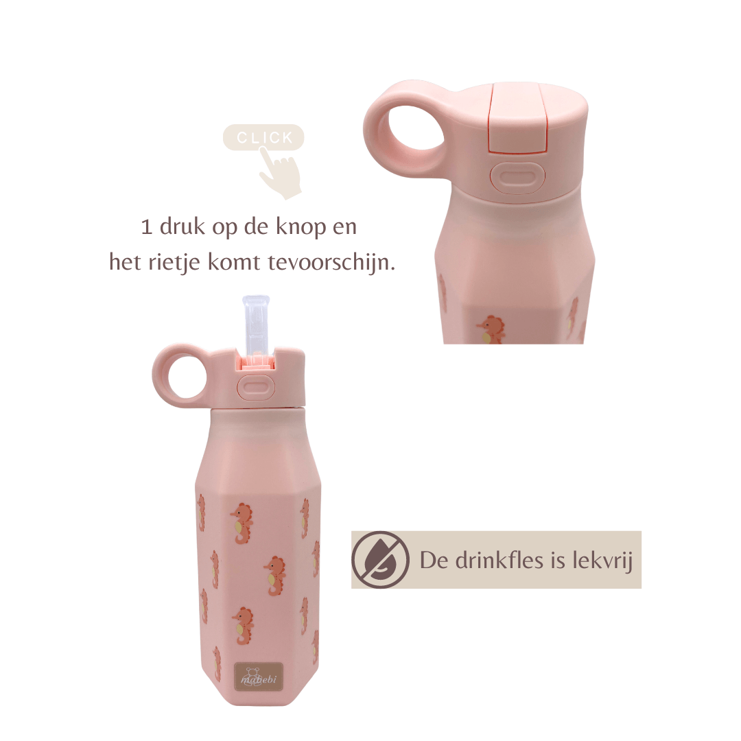 Mabebi drinkfles - zeepaard - roze