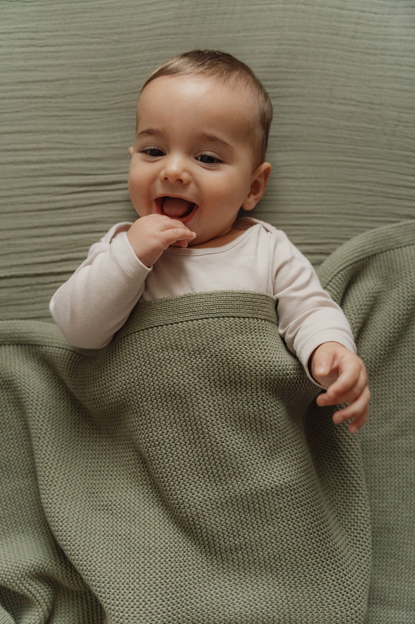 Little Dutch gebreid wiegdeken Olive