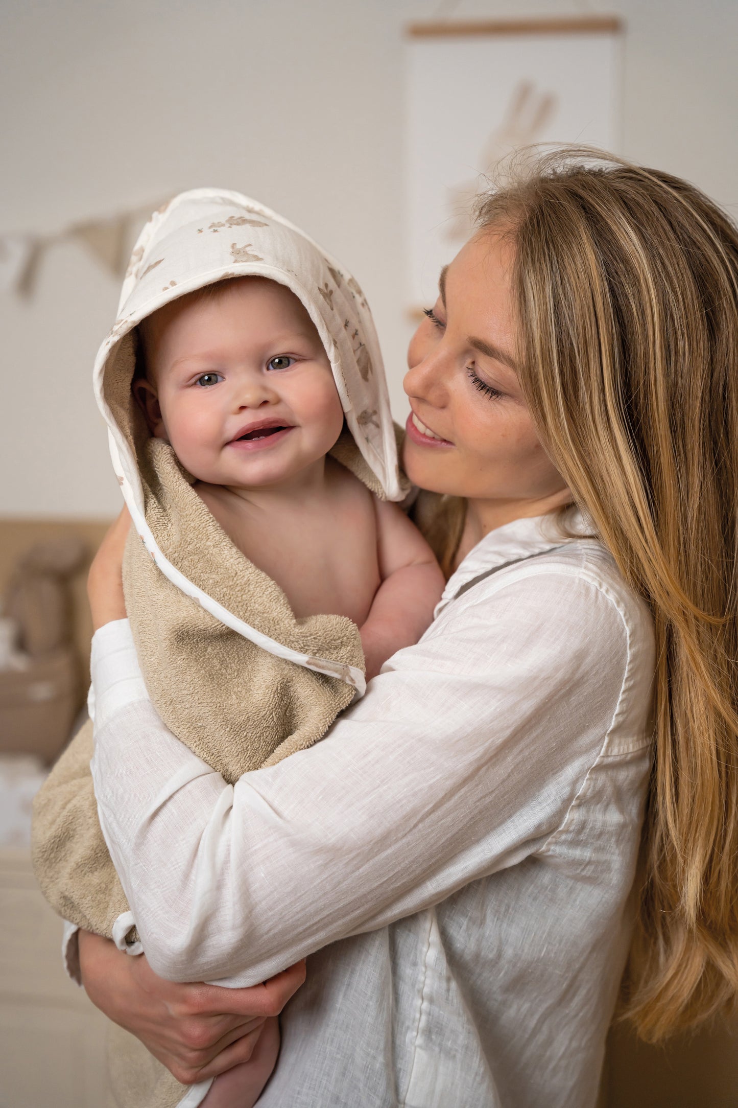 Little Dutch badcape hydrofiel Baby Bunny 75x75cm
