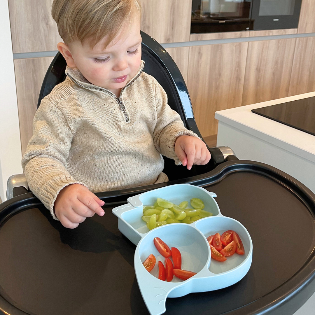Mabebi siliconen verdeelbord met zuignap blauw