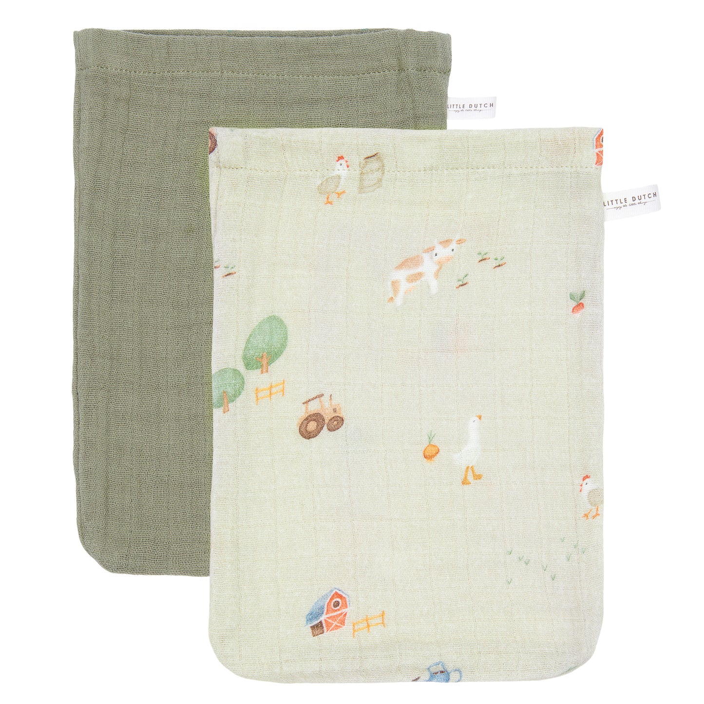 Little Dutch washandjes "Little Farm/Olive"