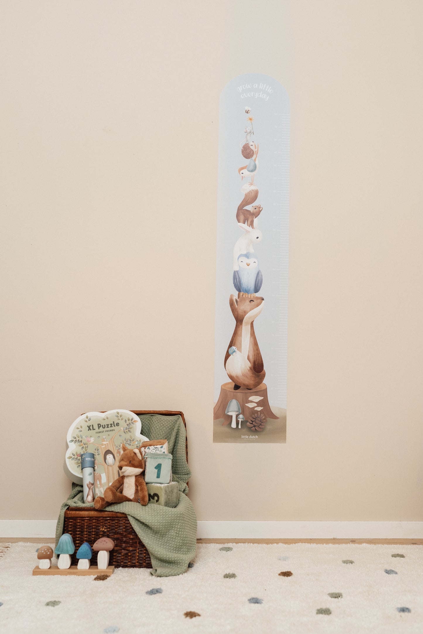 Groeimeter muursticker "Forest Friends"