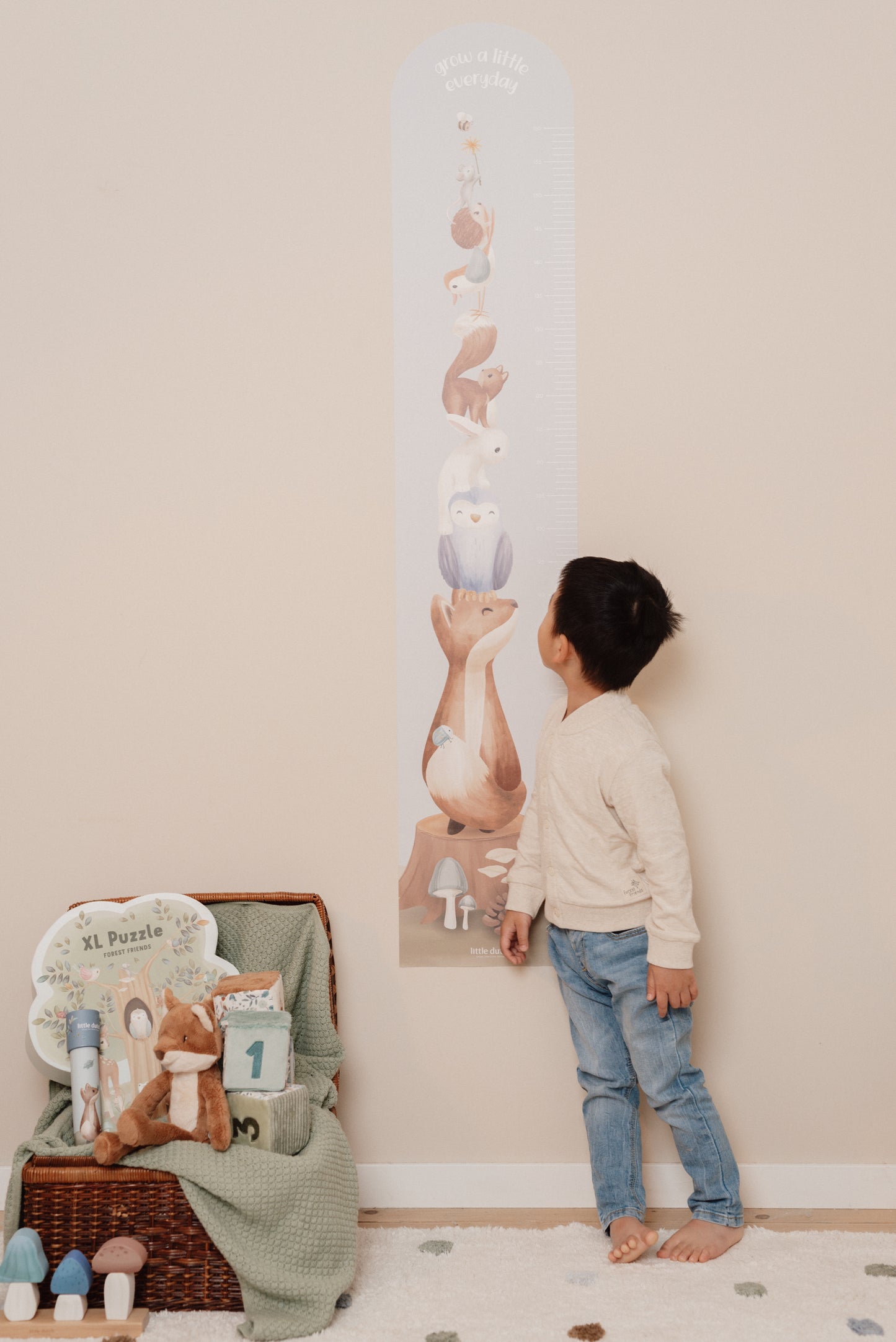 Groeimeter muursticker "Forest Friends"