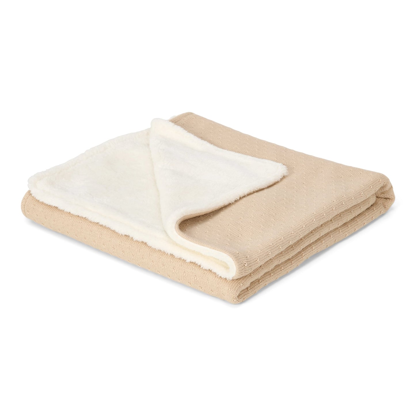 Wiegdeken gebreid/fleece beige "Pure Soft Beige"