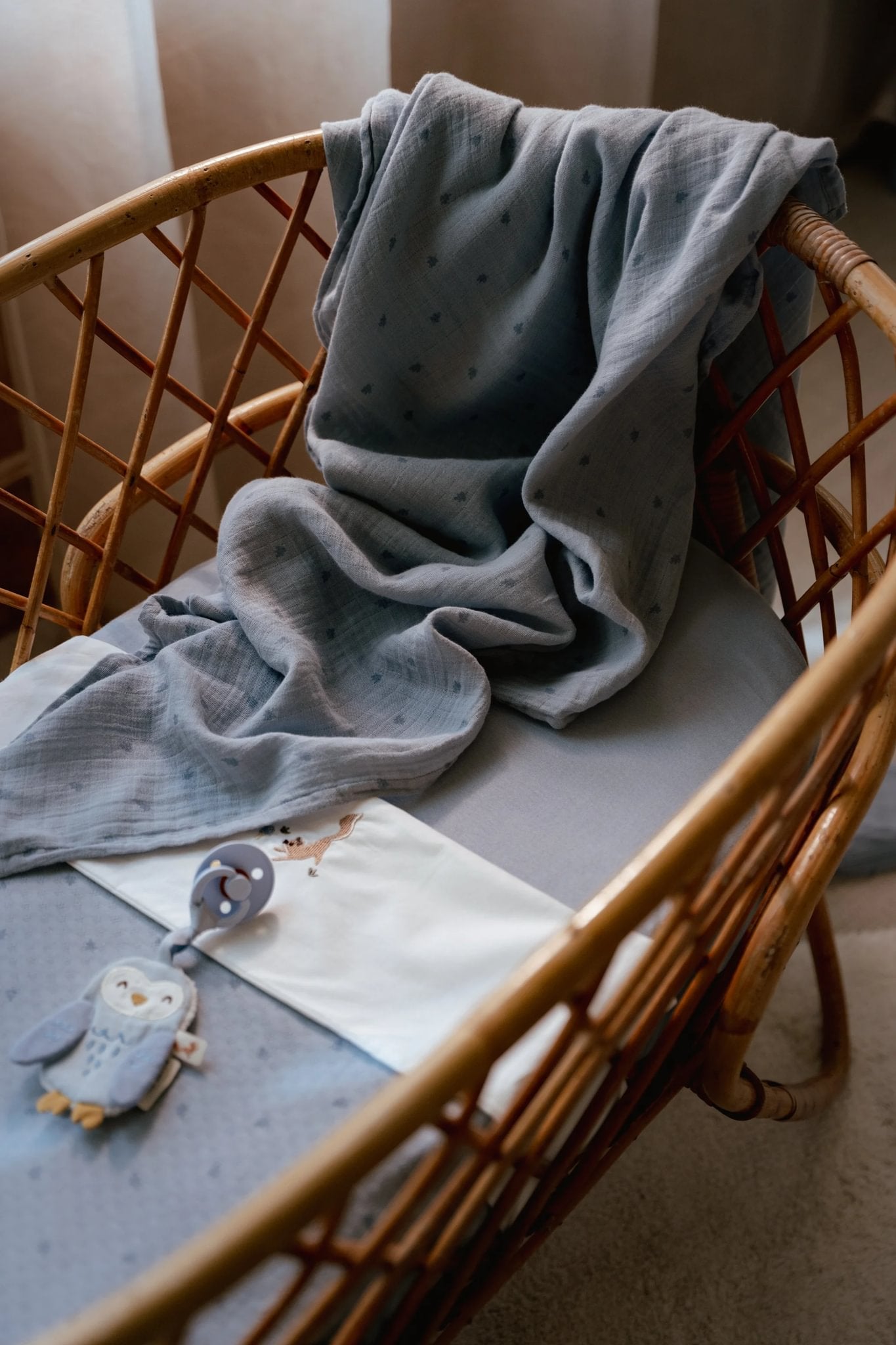 Wiegdeken blauw "Pure Denim Blue"