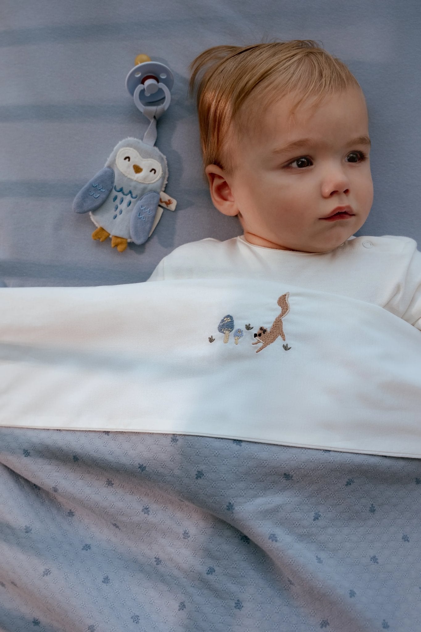Wiegdeken blauw "Pure Denim Blue"