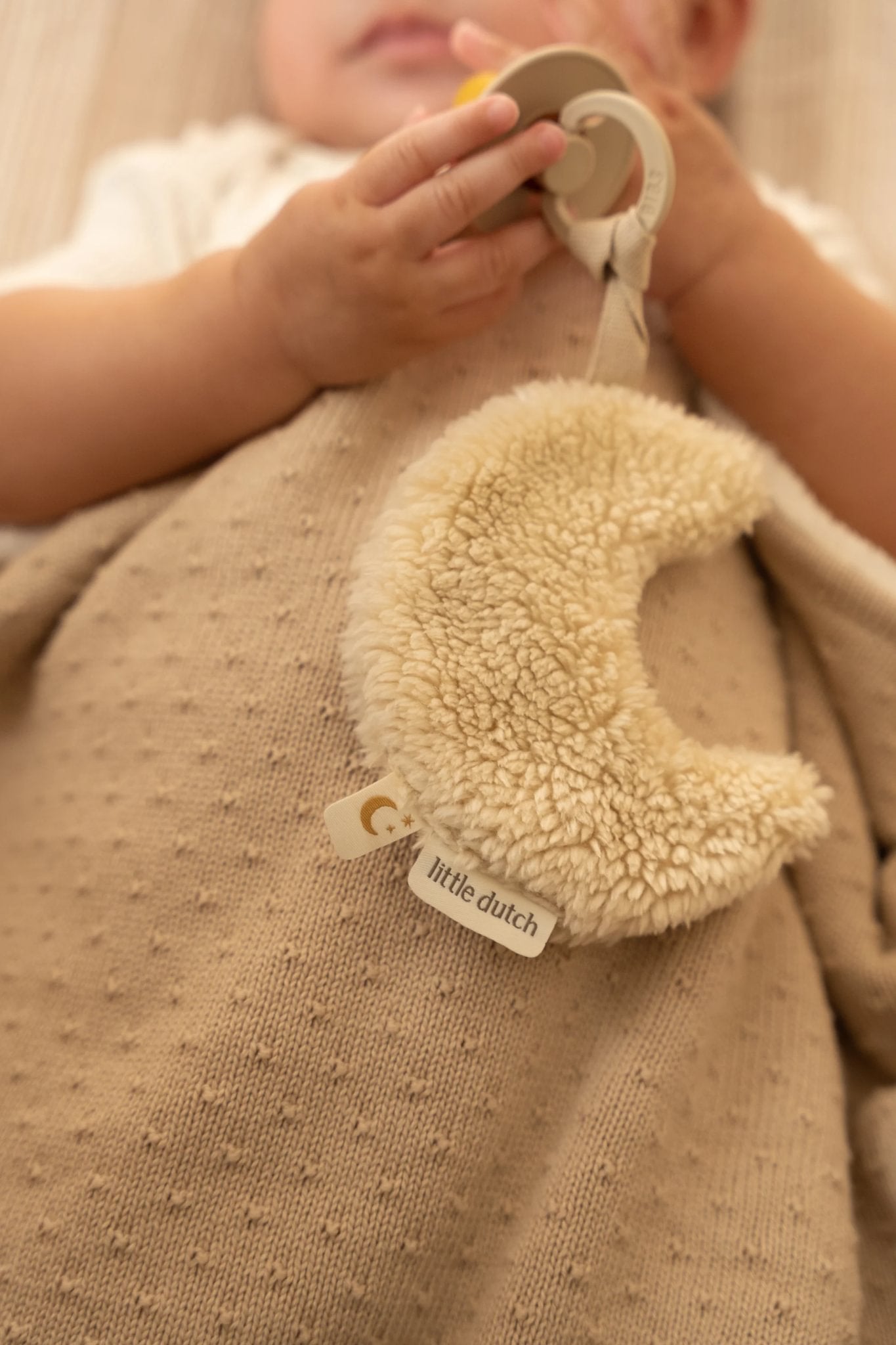 Wiegdeken gebreid/fleece beige "Pure Soft Beige"