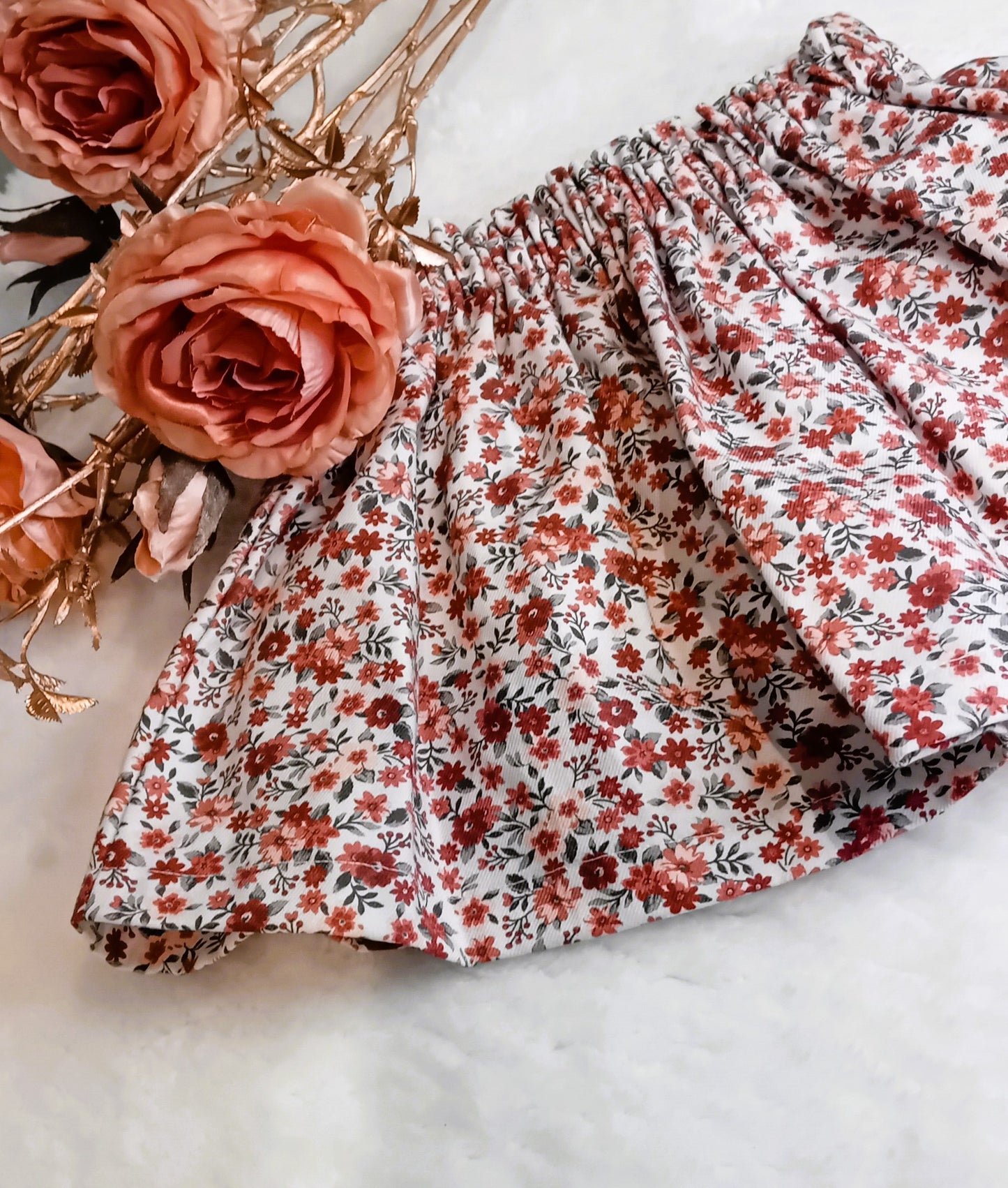 Rokje bloemen grijs/roos