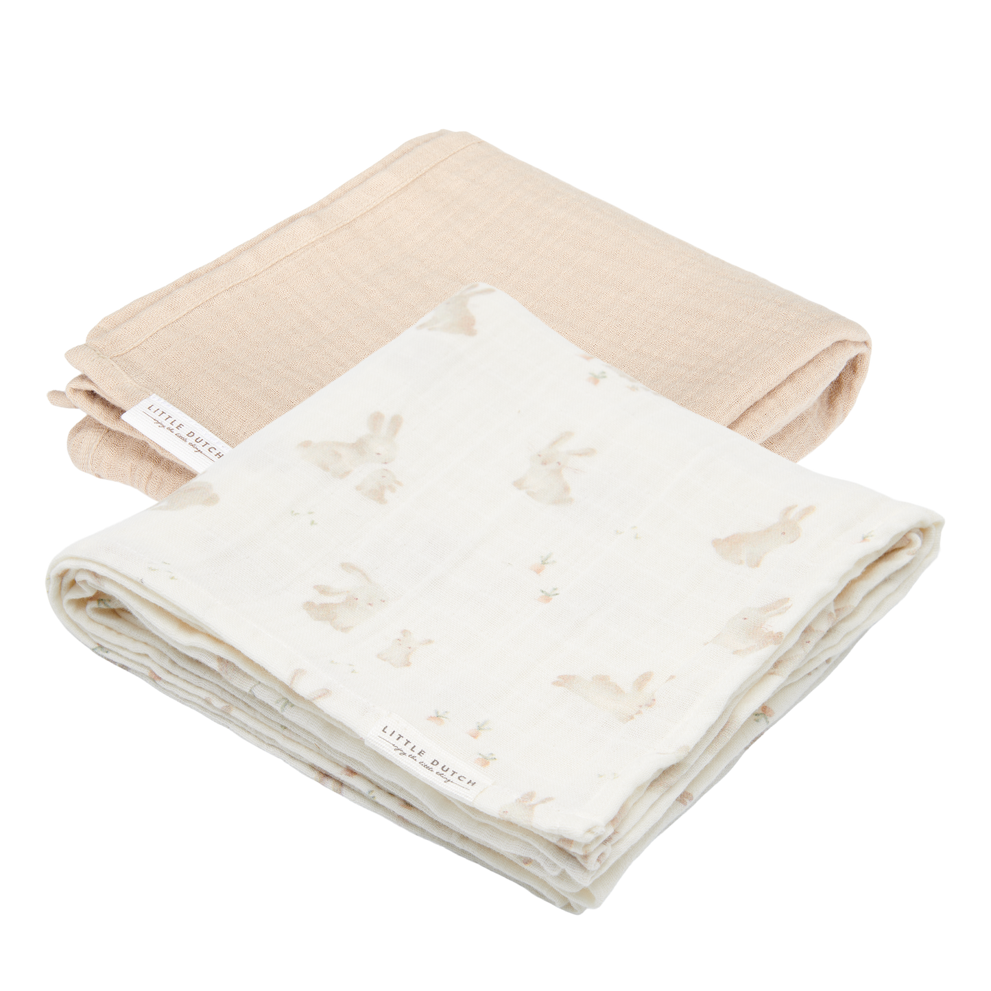 Little Dutch tetra doeken set hydrofiel 70x70cm Baby Bunny/Beige