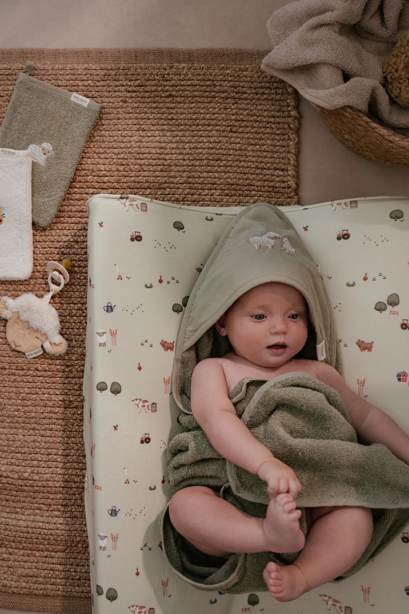 Washandjes geborduurd "Little Farm"