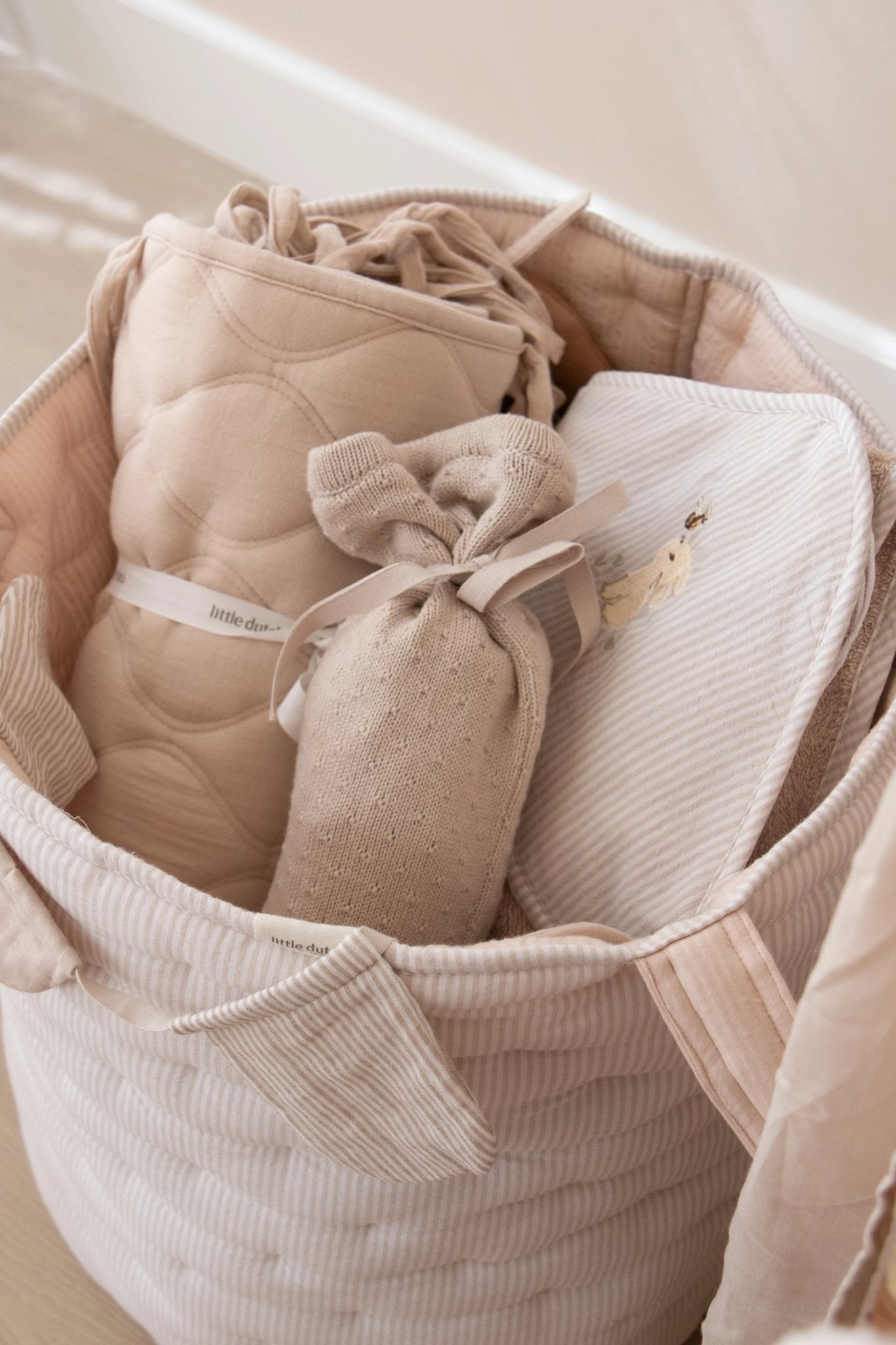 Opbergzak groot "Beige Stripe"