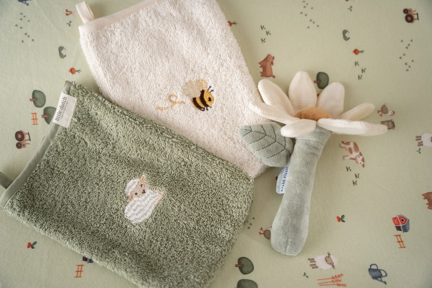 Washandjes geborduurd "Little Farm"