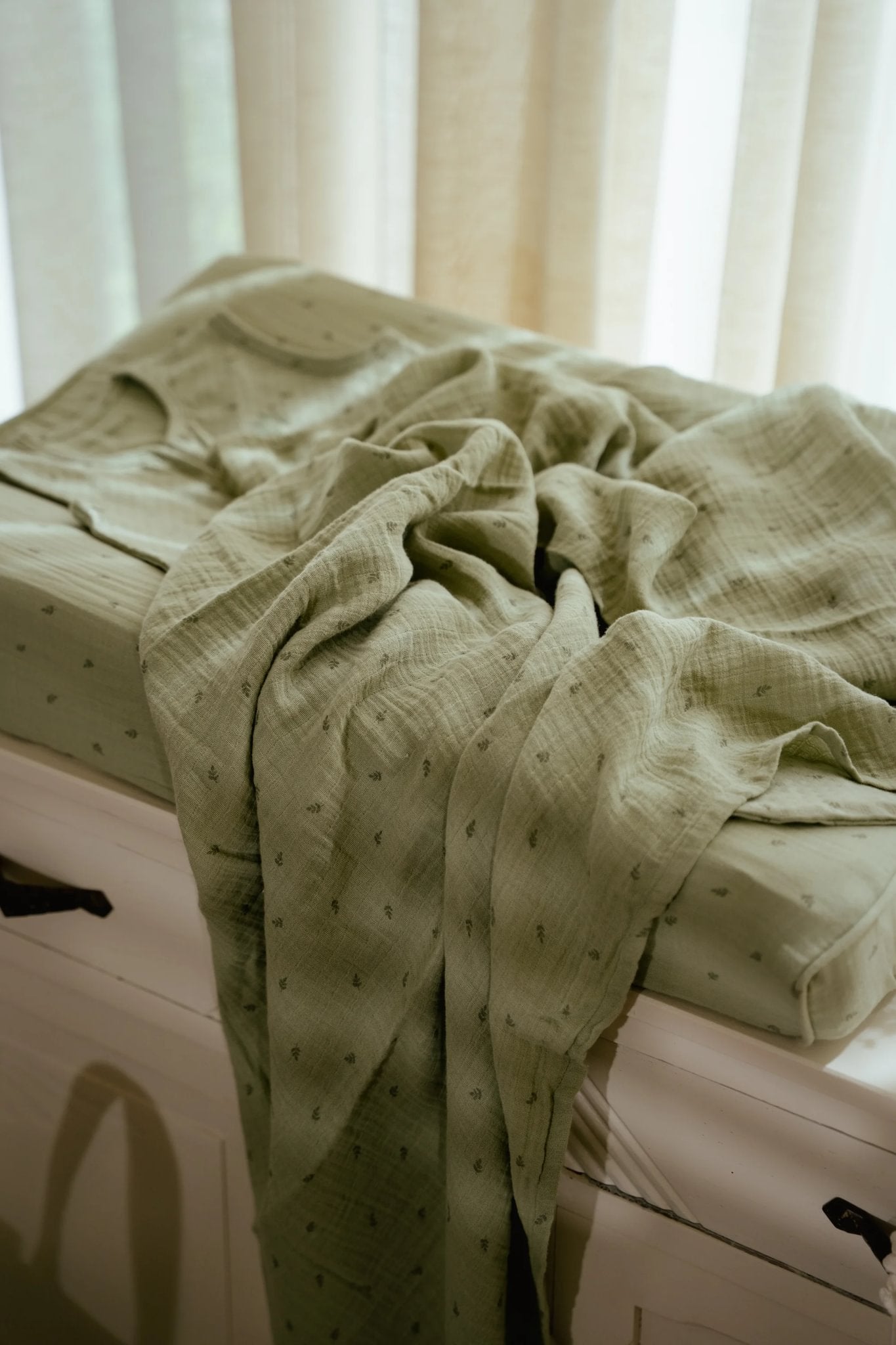 Tetradoek hydrofiel groen "Pure Sage" 120x120cm