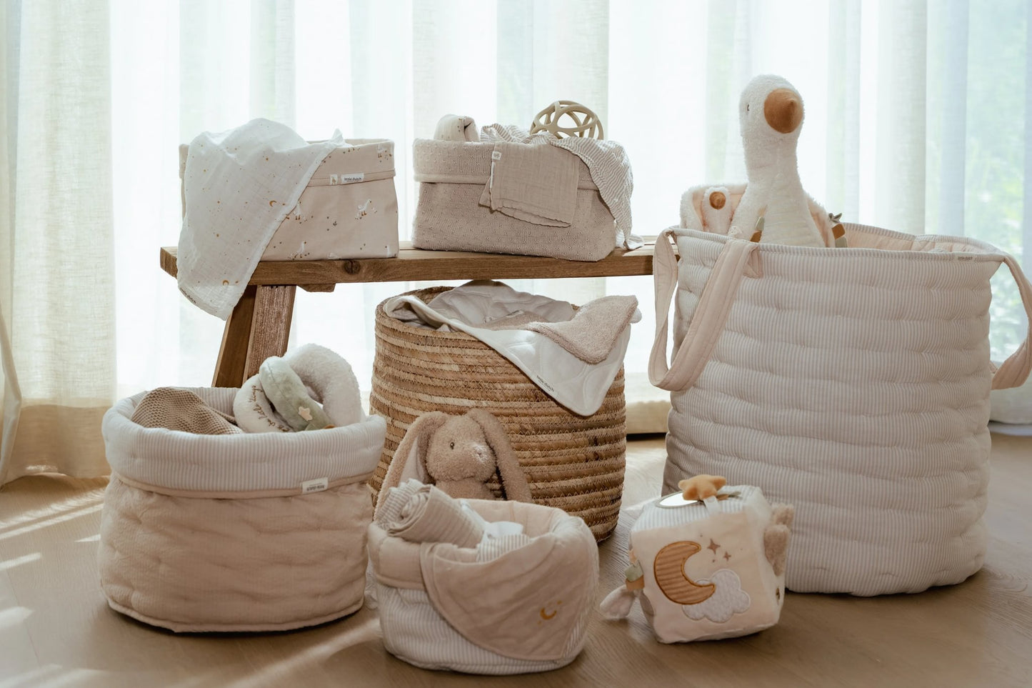 Commodemandje klein "Beige Stripe"