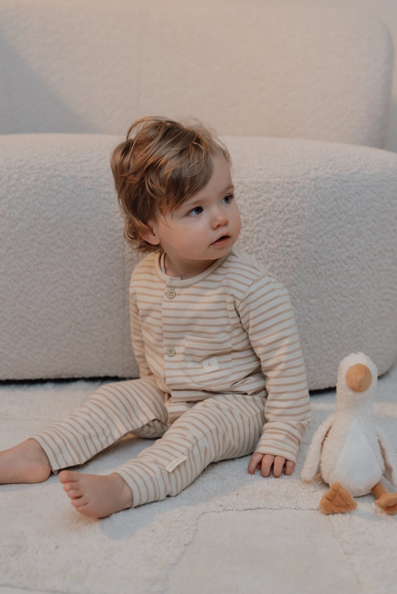 Little Dutch ééndelige pyjama - zand - gestreept