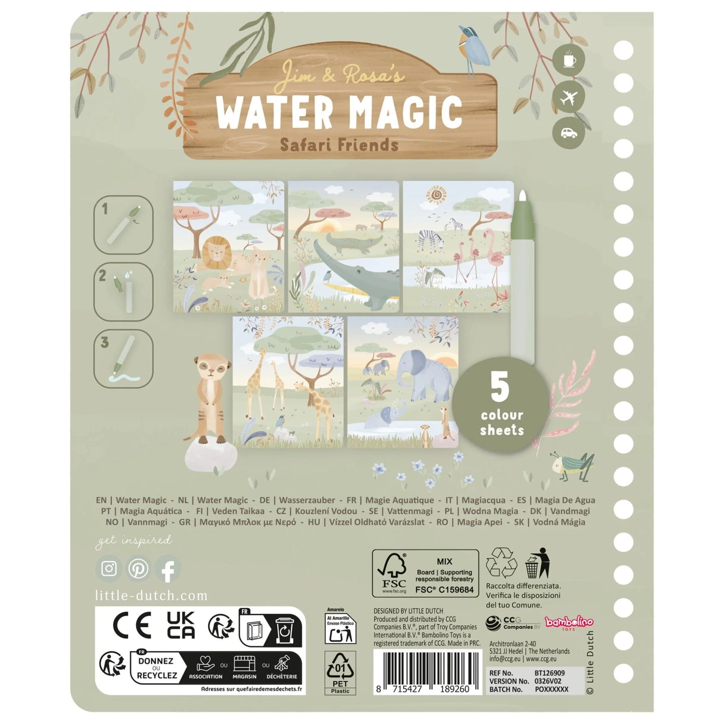 Waterkleurboek "Rosa Safari"